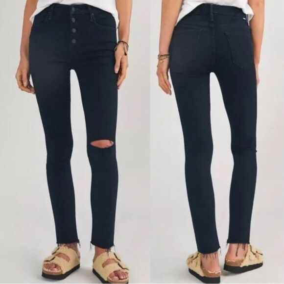 New Mother The Pixie Ankle Fray Mid Rise Jeans in Holding Hands Tightly size 24 - Picture 1 of 15